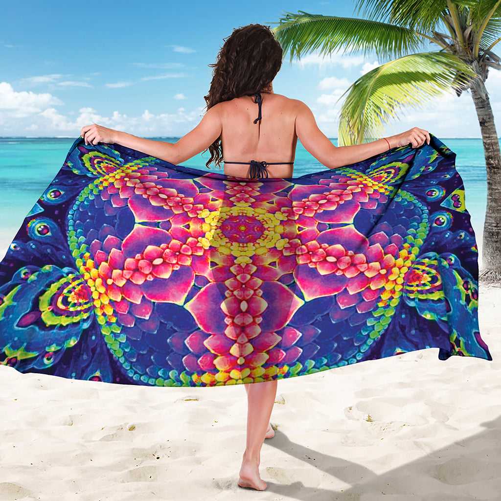 Colorful Psychedelic Kaleidoscope Print Beach Sarong Wrap