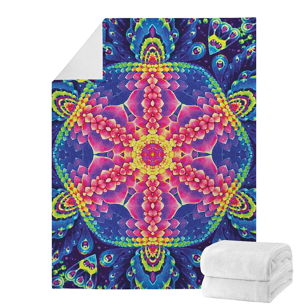 Colorful Psychedelic Kaleidoscope Print Blanket