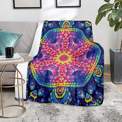 Colorful Psychedelic Kaleidoscope Print Blanket