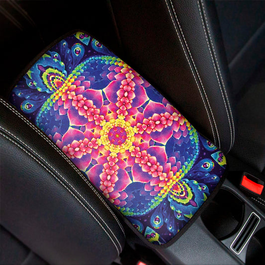 Colorful Psychedelic Kaleidoscope Print Car Center Console Cover