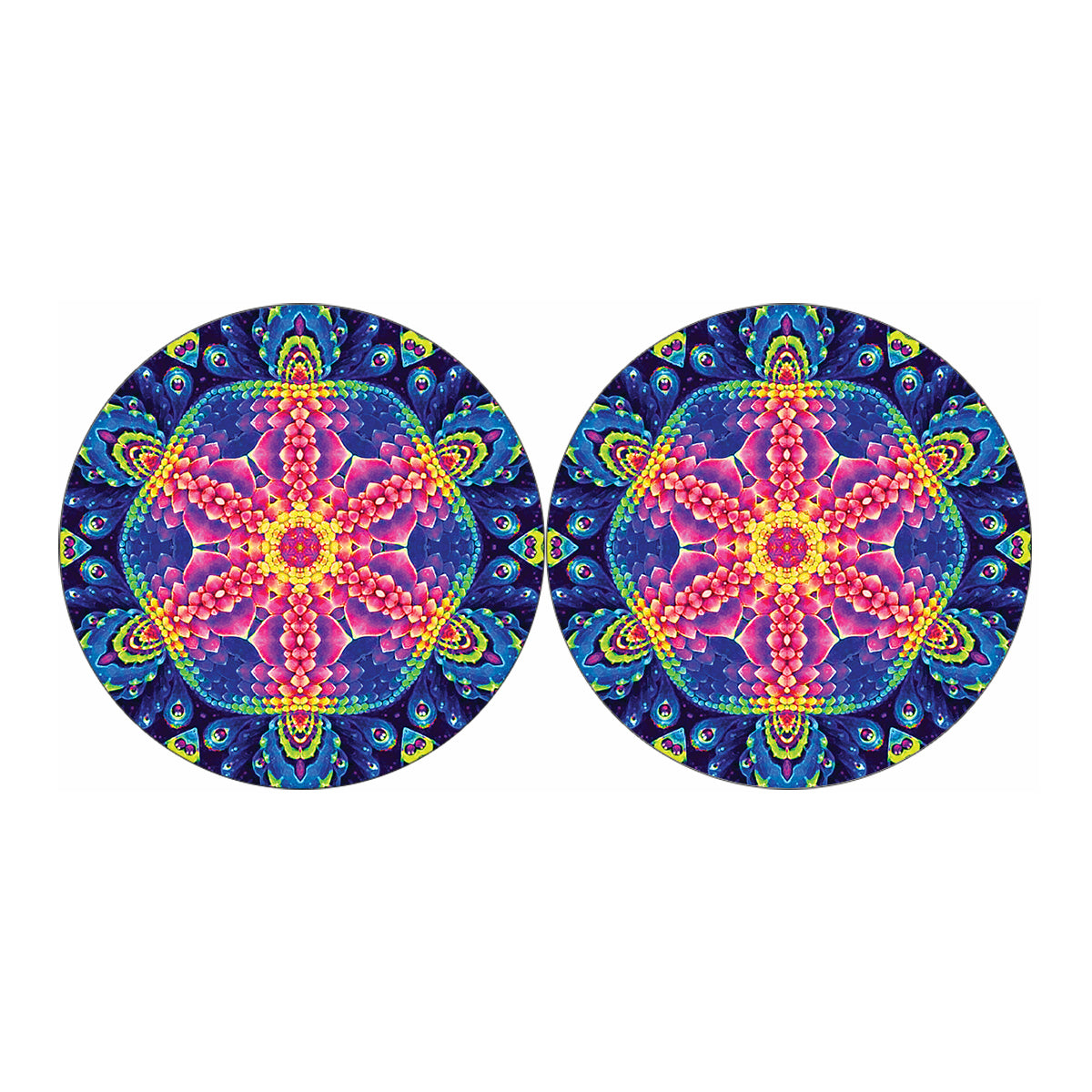 Colorful Psychedelic Kaleidoscope Print Car Coasters