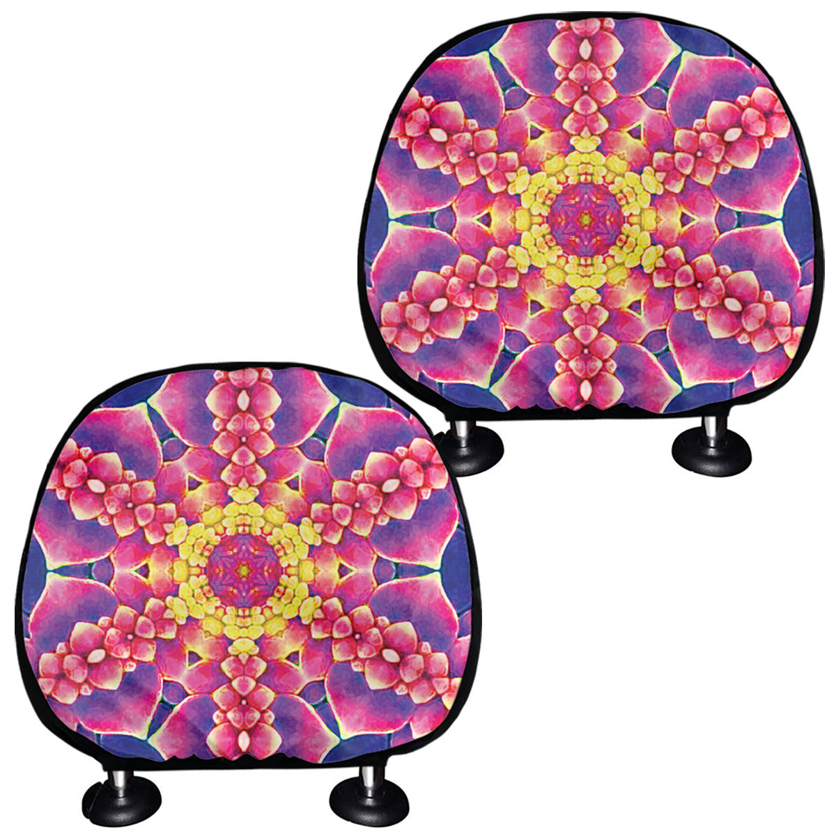 Colorful Psychedelic Kaleidoscope Print Car Headrest Covers