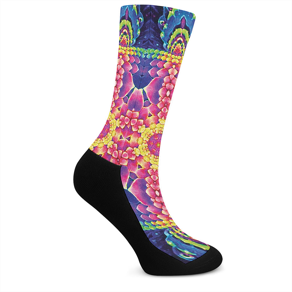 Colorful Psychedelic Kaleidoscope Print Crew Socks