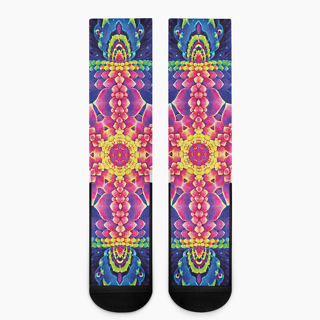 Colorful Psychedelic Kaleidoscope Print Crew Socks