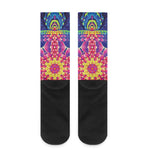 Colorful Psychedelic Kaleidoscope Print Crew Socks