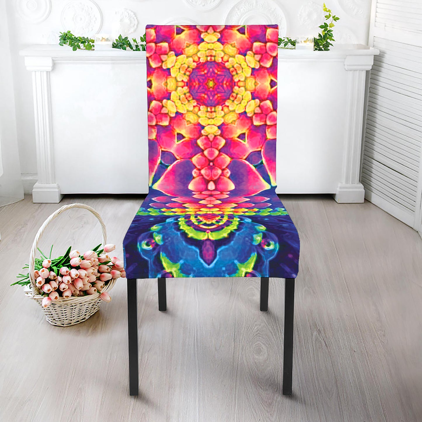 Colorful Psychedelic Kaleidoscope Print Dining Chair Slipcover