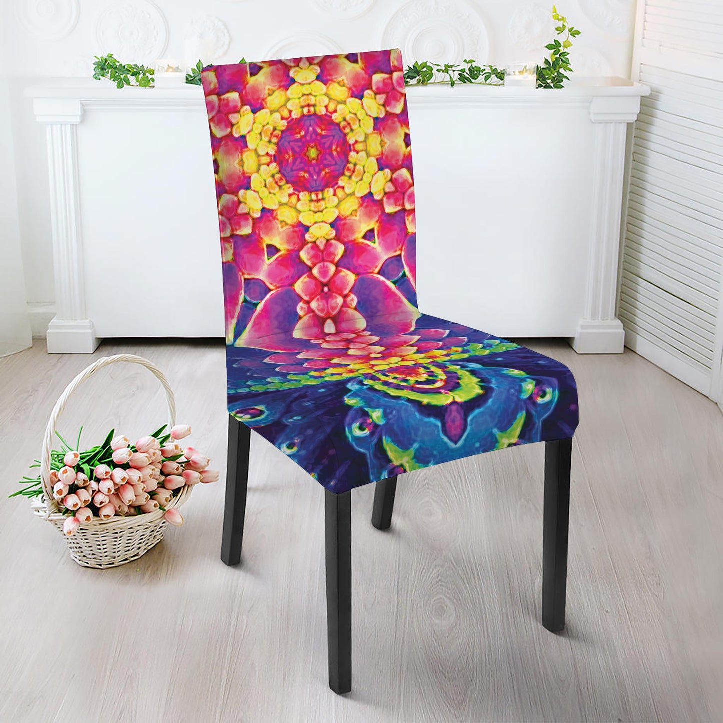 Colorful Psychedelic Kaleidoscope Print Dining Chair Slipcover
