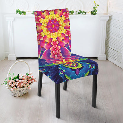 Colorful Psychedelic Kaleidoscope Print Dining Chair Slipcover