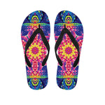 Colorful Psychedelic Kaleidoscope Print Flip Flops