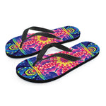 Colorful Psychedelic Kaleidoscope Print Flip Flops