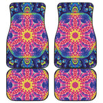 Colorful Psychedelic Kaleidoscope Print Front and Back Car Floor Mats