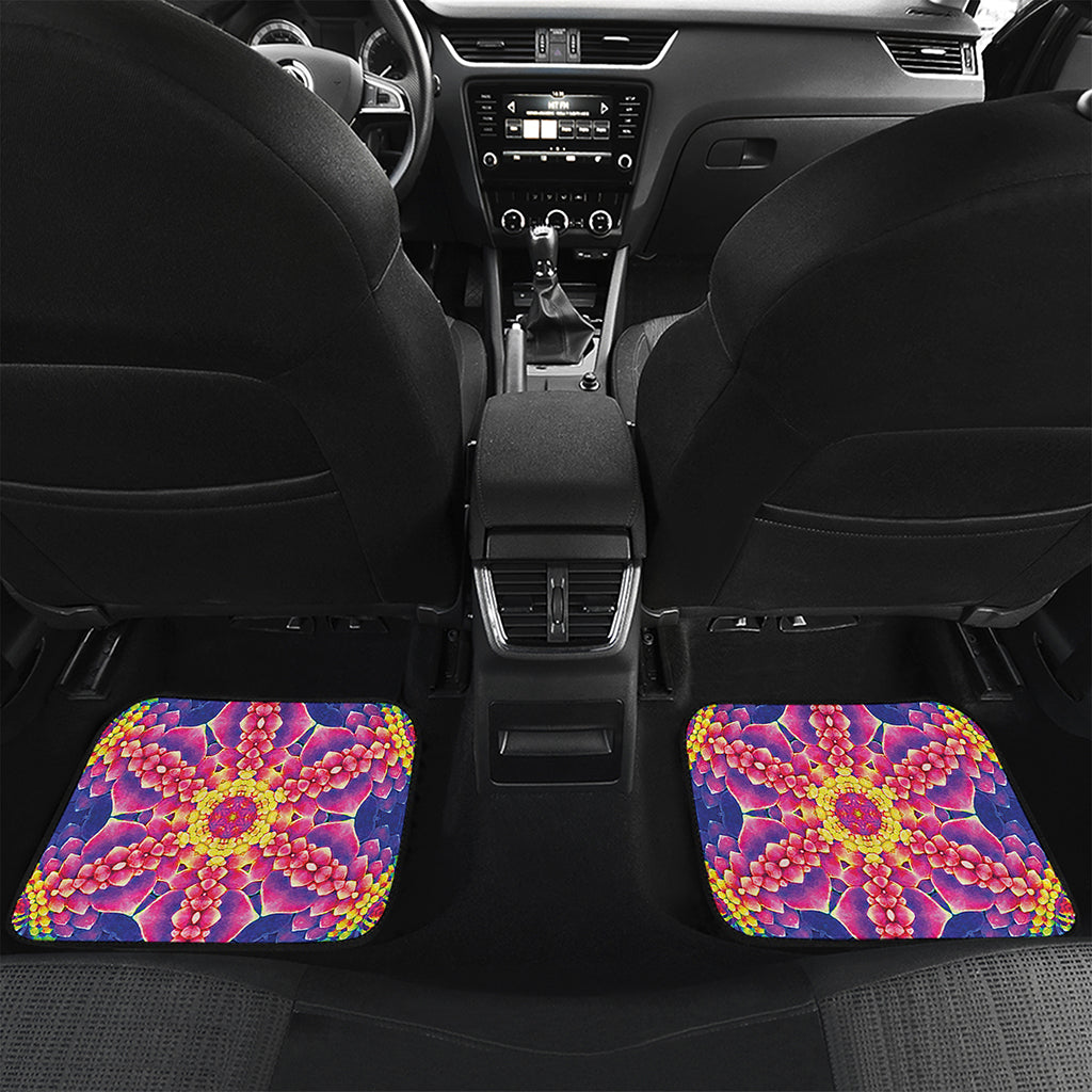 Colorful Psychedelic Kaleidoscope Print Front and Back Car Floor Mats