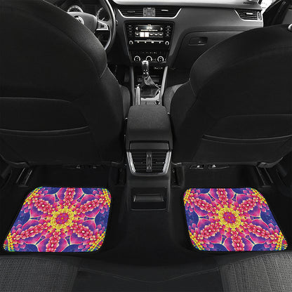 Colorful Psychedelic Kaleidoscope Print Front and Back Car Floor Mats