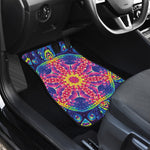 Colorful Psychedelic Kaleidoscope Print Front and Back Car Floor Mats