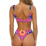 Colorful Psychedelic Kaleidoscope Print Front Bow Tie Bikini