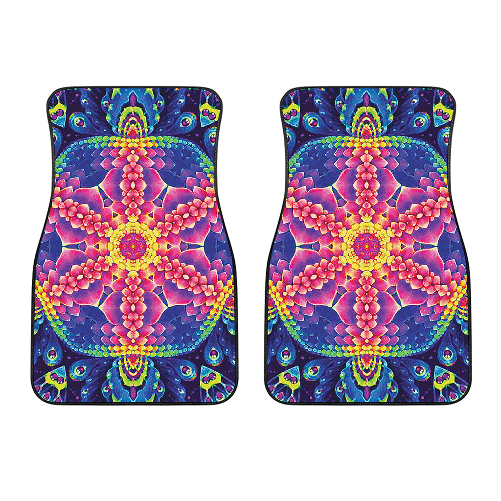 Colorful Psychedelic Kaleidoscope Print Front Car Floor Mats