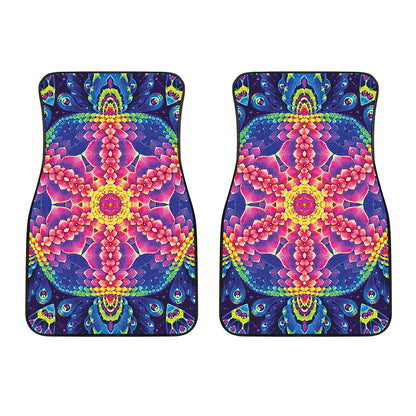 Colorful Psychedelic Kaleidoscope Print Front Car Floor Mats