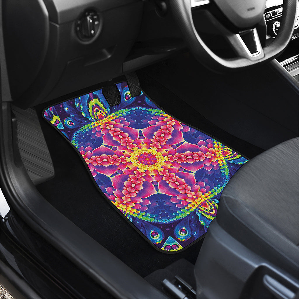 Colorful Psychedelic Kaleidoscope Print Front Car Floor Mats