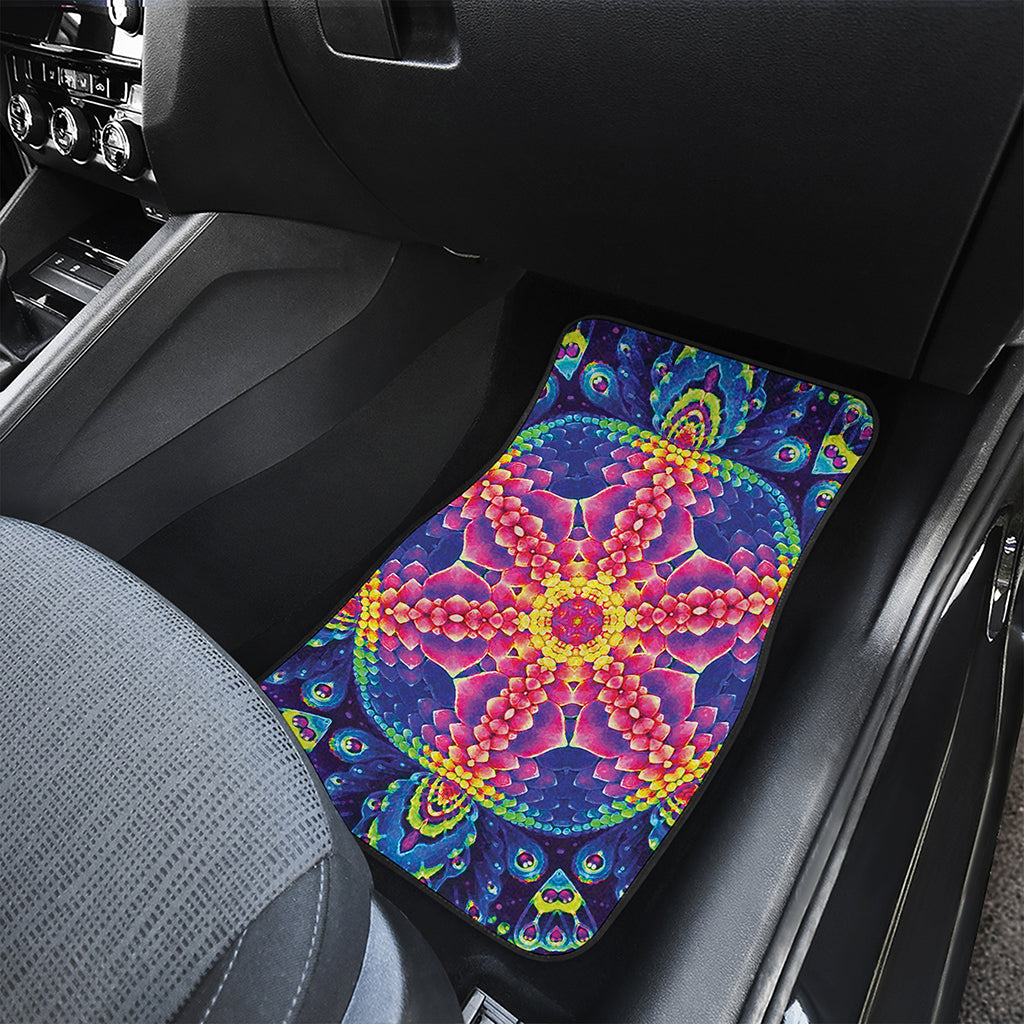 Colorful Psychedelic Kaleidoscope Print Front Car Floor Mats