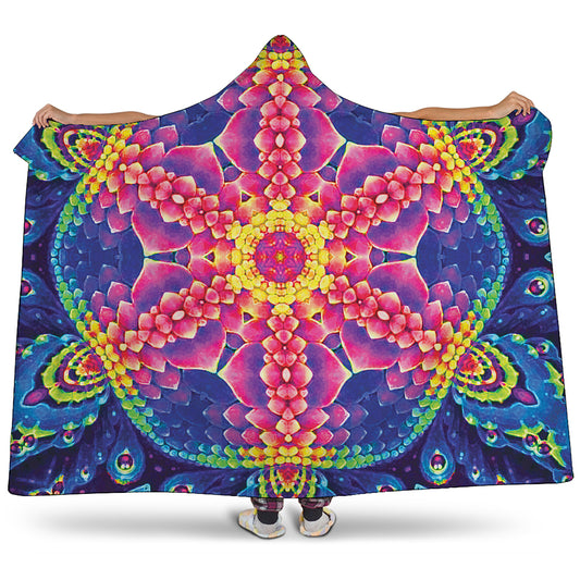 Colorful Psychedelic Kaleidoscope Print Hooded Blanket