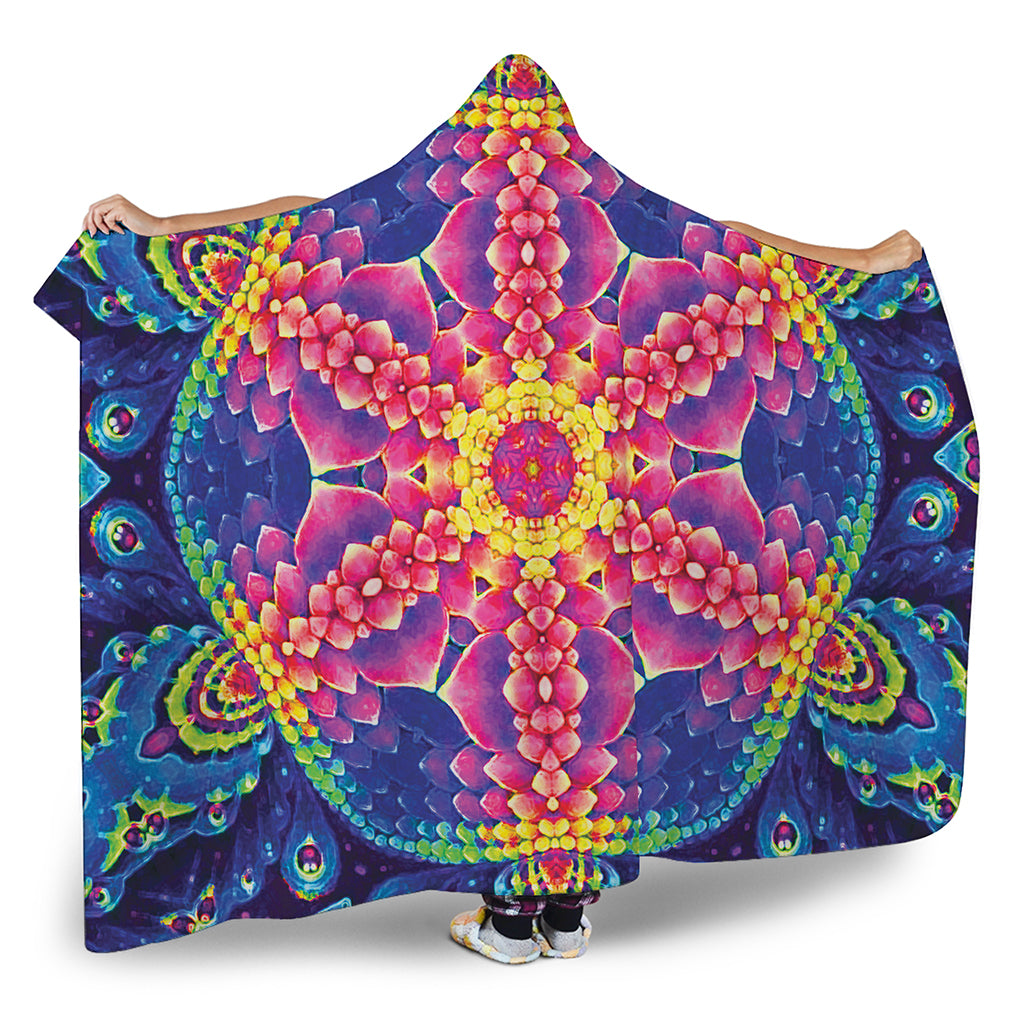 Colorful Psychedelic Kaleidoscope Print Hooded Blanket