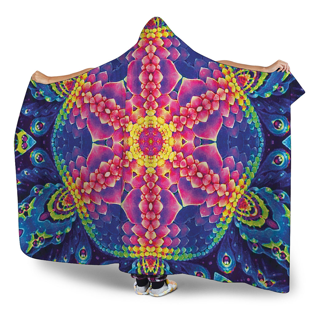 Colorful Psychedelic Kaleidoscope Print Hooded Blanket
