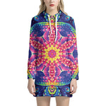 Colorful Psychedelic Kaleidoscope Print Hoodie Dress