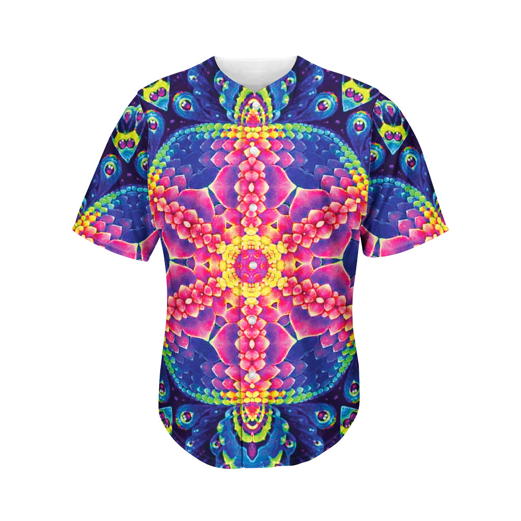 Colorful Psychedelic Kaleidoscope Print Men's Baseball Jersey