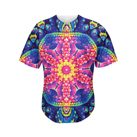 Colorful Psychedelic Kaleidoscope Print Men's Baseball Jersey