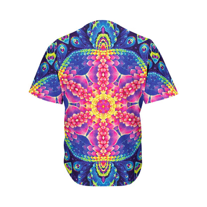 Colorful Psychedelic Kaleidoscope Print Men's Baseball Jersey