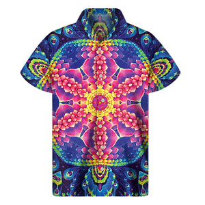 Colorful Psychedelic Kaleidoscope Print Men's Short Sleeve Shirt