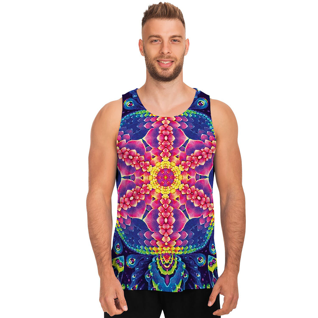 Colorful Psychedelic Kaleidoscope Print Men's Tank Top