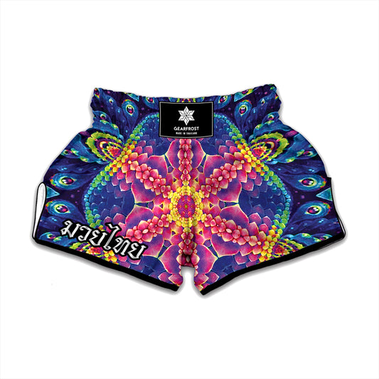 Colorful Psychedelic Kaleidoscope Print Muay Thai Boxing Shorts