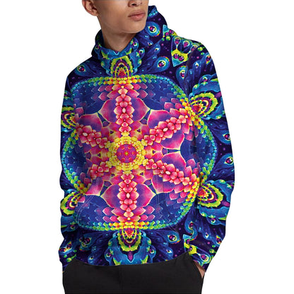 Colorful Psychedelic Kaleidoscope Print Pullover Hoodie