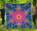 Colorful Psychedelic Kaleidoscope Print Quilt
