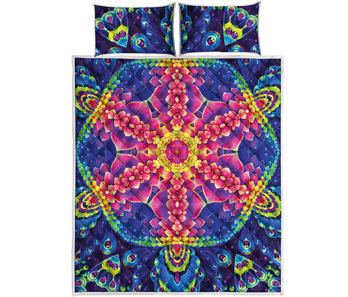 Colorful Psychedelic Kaleidoscope Print Quilt Bed Set