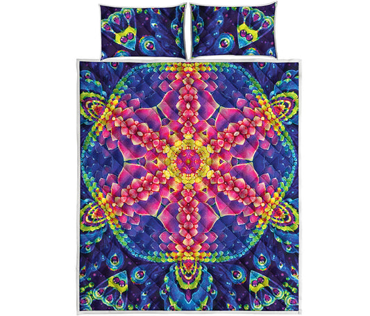 Colorful Psychedelic Kaleidoscope Print Quilt Bed Set