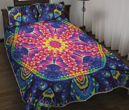 Colorful Psychedelic Kaleidoscope Print Quilt Bed Set