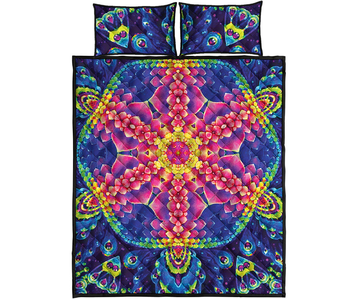 Colorful Psychedelic Kaleidoscope Print Quilt Bed Set