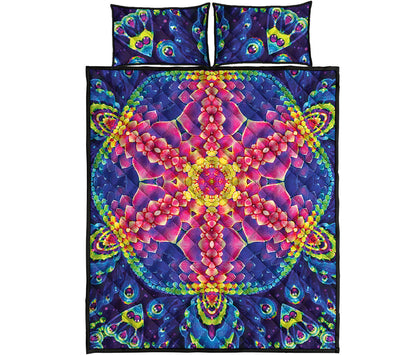 Colorful Psychedelic Kaleidoscope Print Quilt Bed Set