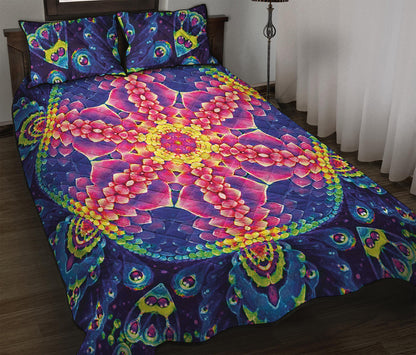Colorful Psychedelic Kaleidoscope Print Quilt Bed Set