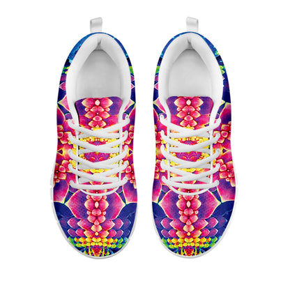 Colorful Psychedelic Kaleidoscope Print White Sneakers