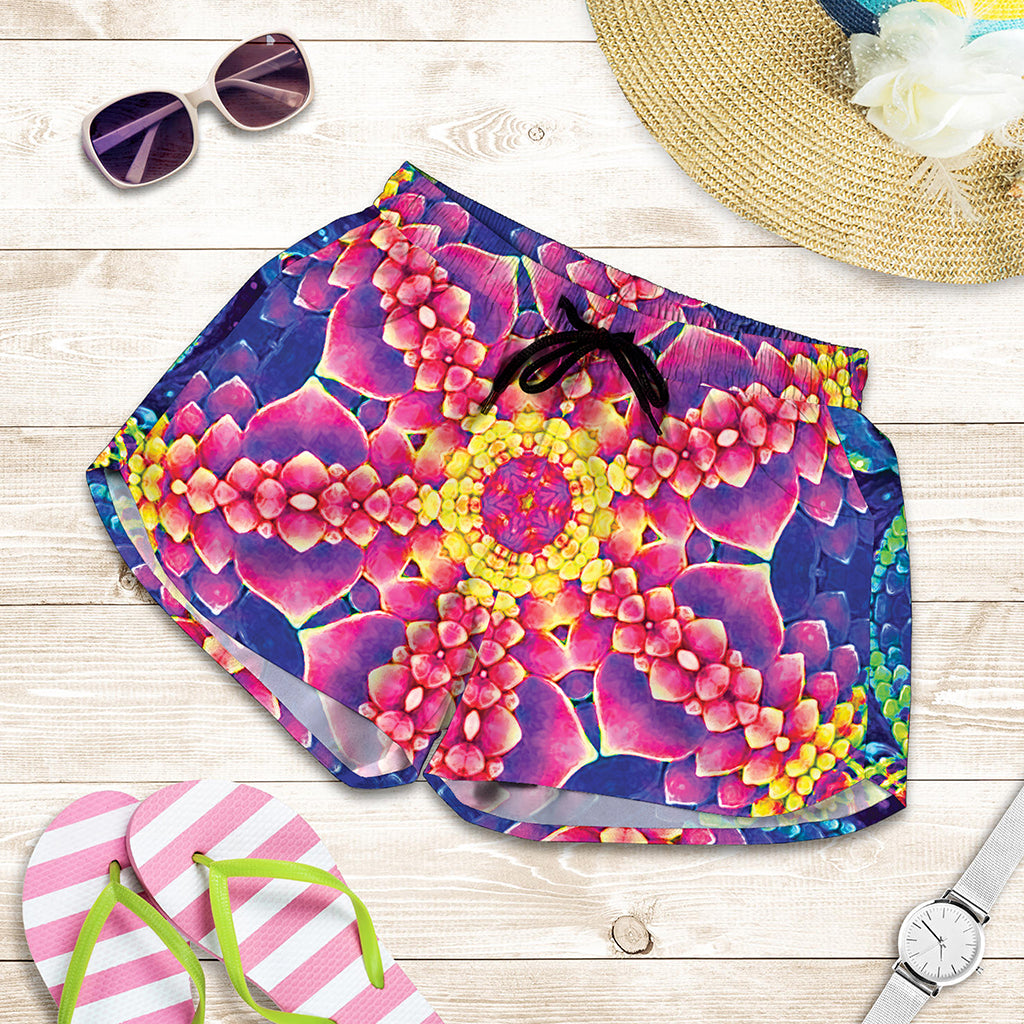 Colorful Psychedelic Kaleidoscope Print Women's Shorts