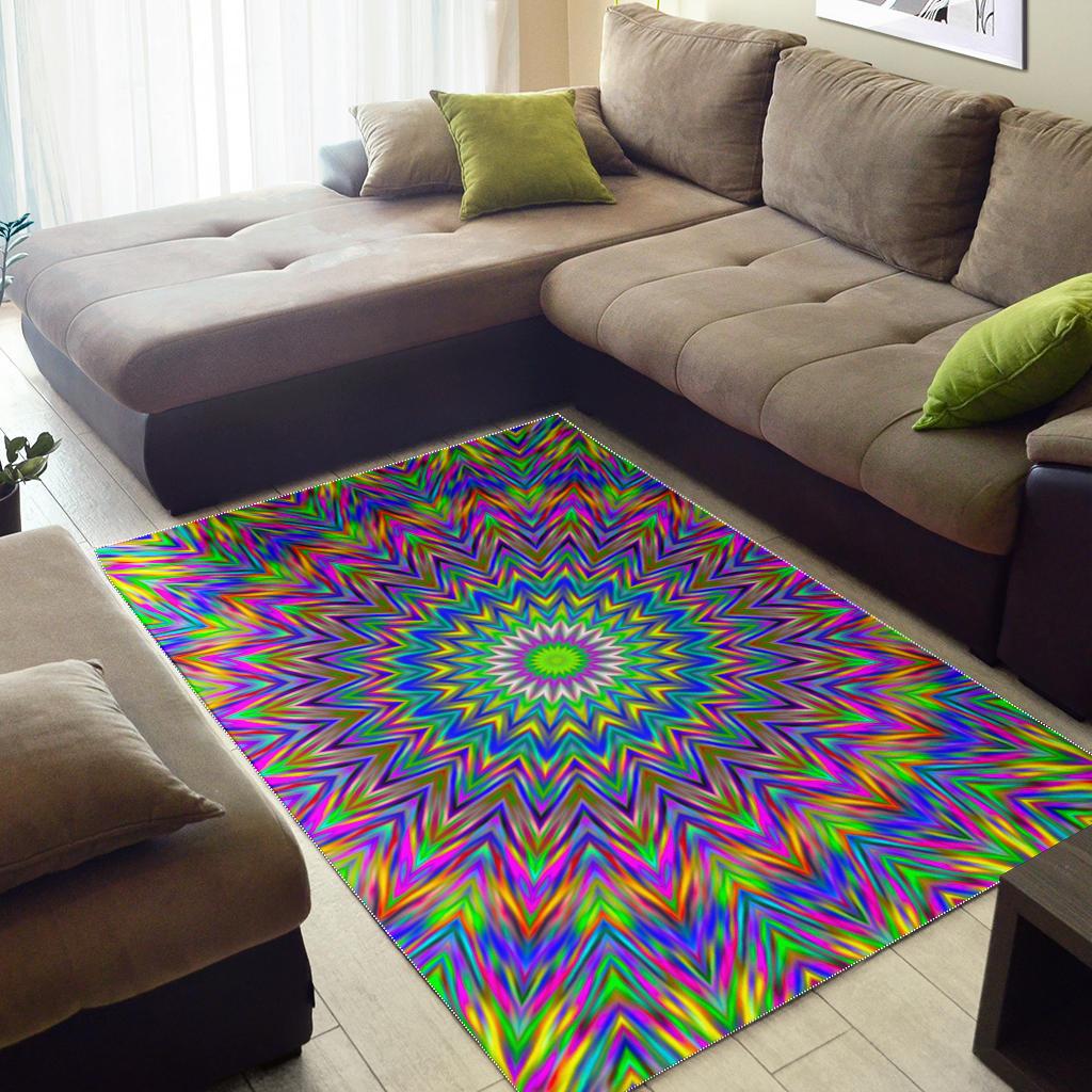 Colorful Psychedelic Optical Illusion Area Rug GearFrost