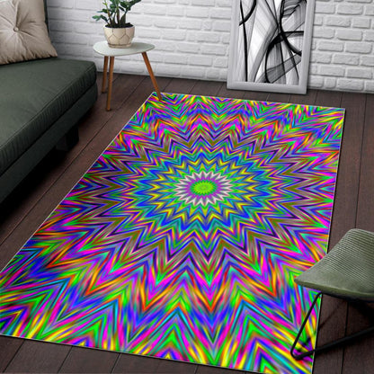 Colorful Psychedelic Optical Illusion Area Rug GearFrost