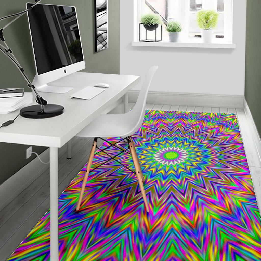 Colorful Psychedelic Optical Illusion Area Rug GearFrost