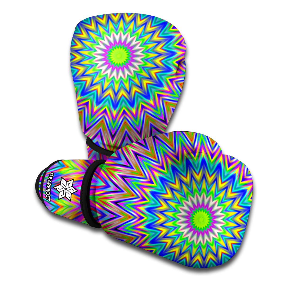 Colorful Psychedelic Optical Illusion Boxing Gloves