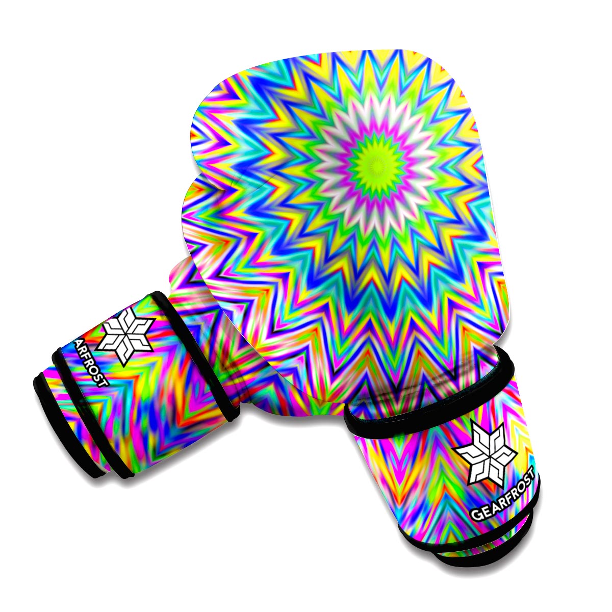 Colorful Psychedelic Optical Illusion Boxing Gloves