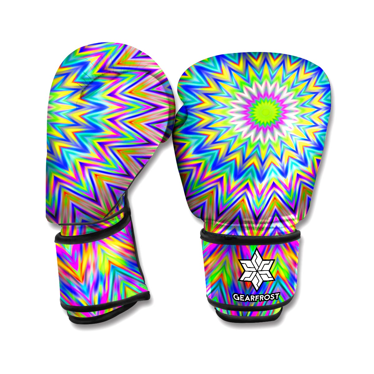 Colorful Psychedelic Optical Illusion Boxing Gloves