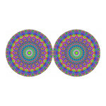 Colorful Psychedelic Optical Illusion Car Coasters